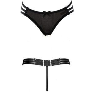 Bordelle style black webbed bandage thong